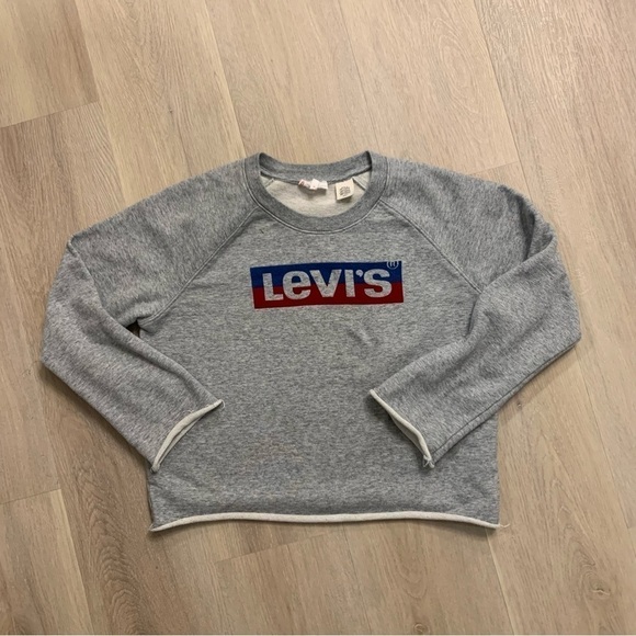 LEVI’S Cropped sweatshirt on grey with logo colour front - Picture 2 of 12